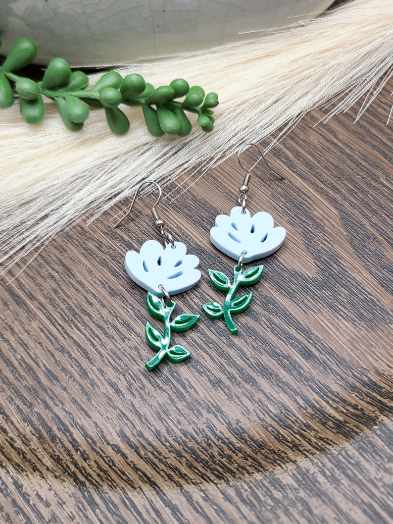 ACRYLIC FLOWER SPRING Earrings Whimsical Flower Earrings Mothers Day Gift For Mom Colorful Laser Cut Floral Earrings Handmade Jewelry 3 (See Pic)
