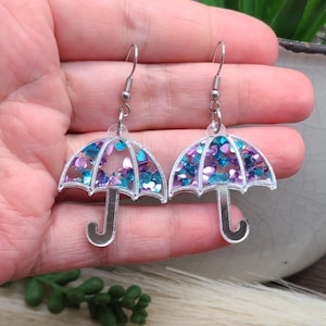 RAINY DAY CONFETTI Umbrella Earrings Cute Weather Earrings Whimsical Colorful Acrylic Earrings Mothers Day or Birthday Gifts image 7