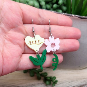 ACRYLIC FLOWER SPRING Earrings Whimsical Flower Earrings Mothers Day Gift For Mom Colorful Laser Cut Floral Earrings Handmade Jewelry image 9