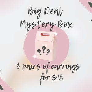 FUN EARRINGS MYSTERY Box 3 Pair Earring Set Surprise Jewelry Mystery Box Whimsical Cat Earrings Cool Halloween Novelty Earrings image 1