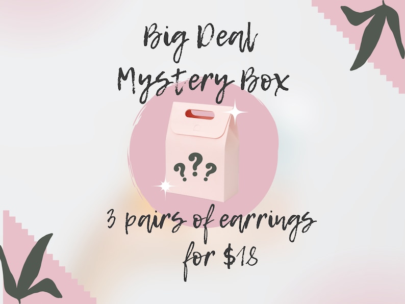 FUN EARRINGS MYSTERY Box 3 Pair Earring Set Surprise Jewelry Mystery Box Whimsical Cat Earrings Cool Halloween Novelty Earrings image 1