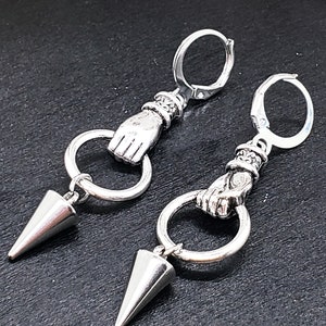 SILVER HAND SPIKE Earrings Goth Jewelry Halloween Earrings Edgy Punk Earrings Novelty Goth Earrings Cool Unique Alt Earrings Huggie