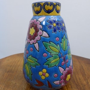 Vintage Emaux De Louviere Vase: Belgian Art Deco Cloisonne Pottery