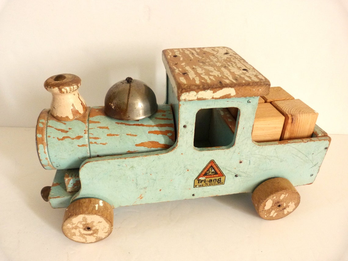 Vintage Triang Wooden Train With Blocks, Rare Collectable Decorative ...