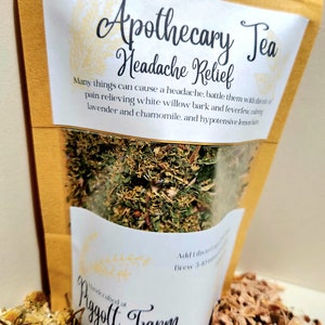 Headache Relief, Apothecary Tea, Herbal tea for, migraines, pounding, tension