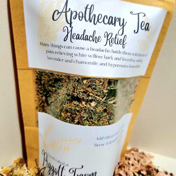 Headache Relief, Apothecary Tea, Herbal tea for, migraines, pounding, tension