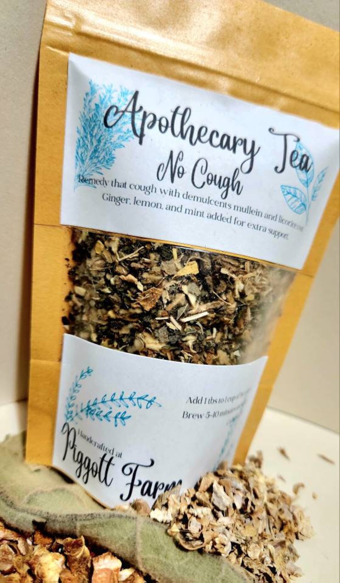 No Cough, Apothecary Tea, Herbal Tea, for Cough, Colds, Sore Throats