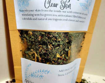 Clear Skin, Apothecary Tea, Green Herbal Tea, for acne, eczema, dryness, smoothing