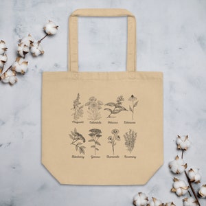 Herbal Design, Organic Tote Bag, tote bag aesthetic, tote bag pattern, tote bag for women, tote bag gift, grocery tote, grocery bag