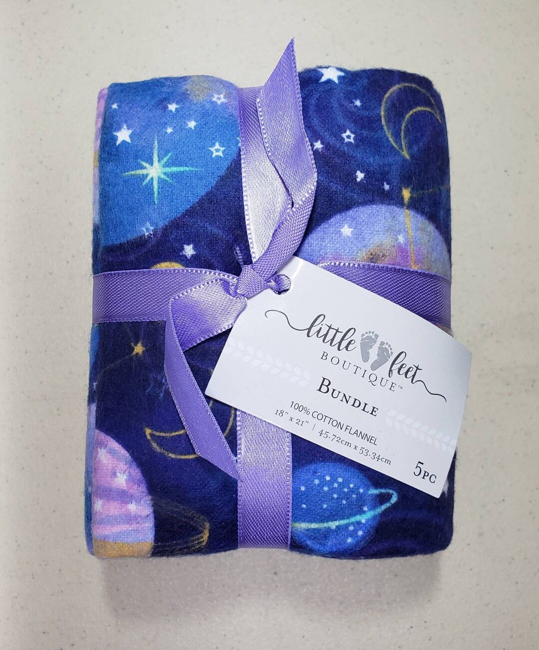 100 Cotton Flannel Fat Quarter Bundle 5 Pc Purple Celestial Little