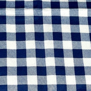 Navy Blue / White Checkered (buffalo plaid) Cotton Flannel Fat Quarter - 100% cotton