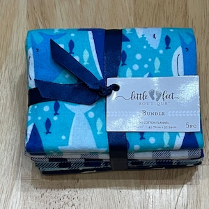 Nautical theme 5 piece fat quarter bundle-  100% Cotton Flannel