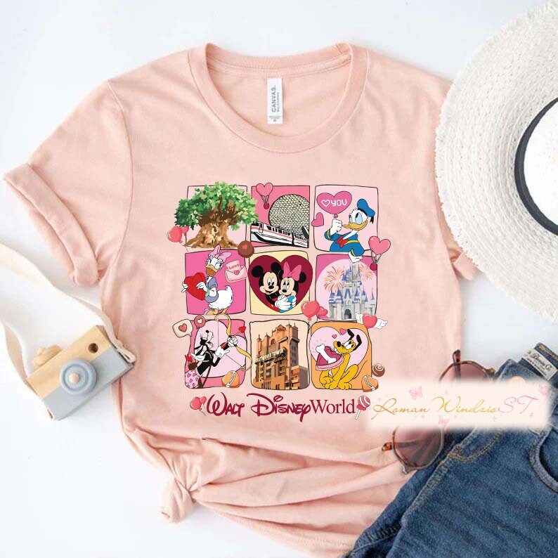 Discover Camiseta Disney Día de San Valentín Lindo Divertido Vintage para Hombre Mujer