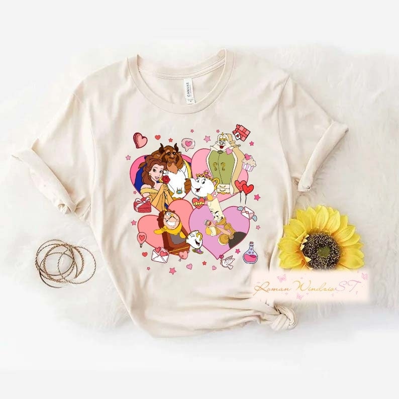 Discover Disney Belle And Beast Valentine, Paar Valentine T-Shirt