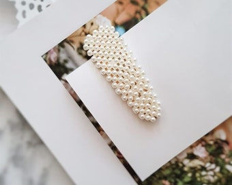 White Pearl Hair Clip|Bride Hair Clips| Bridesmaid Clips|Pearl Hair Accessories|Gift for Her |Hair Clips| White Pearl Hair Clips|Minimal|