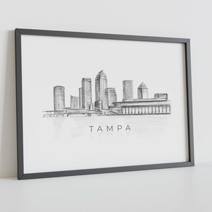 Tampa Bay Skyline | Skyline Sketch | Wall Art Prints | Digital Download of Downtown Tampa