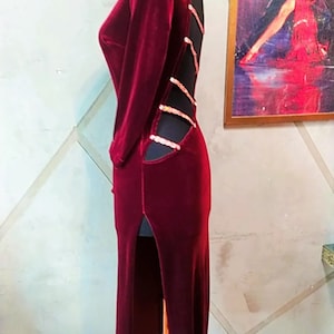 Backless sequin band detail velvet dress
