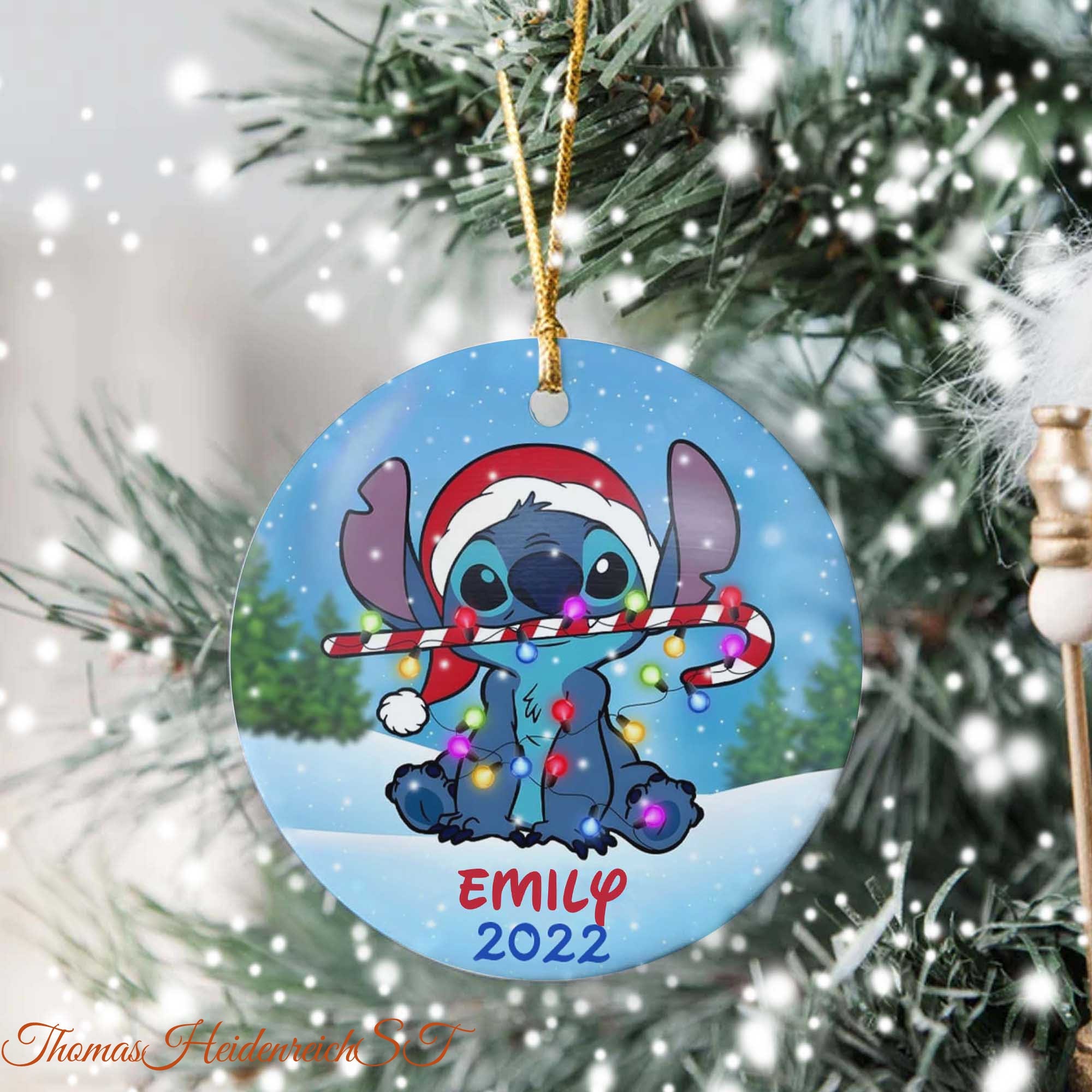 Personalized Stitch Christmas Ornament, Disney Stitch Decor, Stitch Ornament