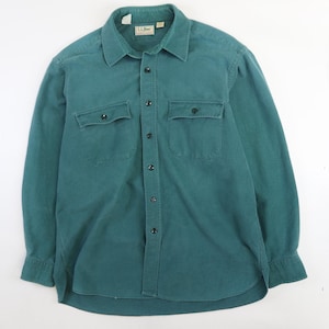 Vintage L.L. Bean Chamois Cloth Button Up Shirt Size 16 1/2 Green