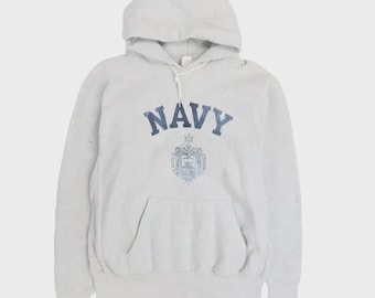 Sudadera con capucha vintage con el escudo de la Marina de los EE. UU., talla grande.