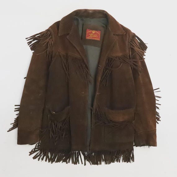 Vintage Western Leather Suede Fringe Jacket Size Medium Brown - Etsy