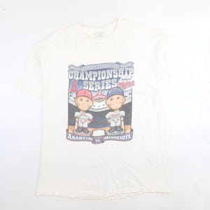 Vintage Anaheim Angels Minnesota Twins Bobblehead T-Shirt Size XL 2002 MLB