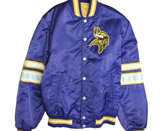 Vintage Minnesota Vikings Satin Bomber Jacket Size Small NFL