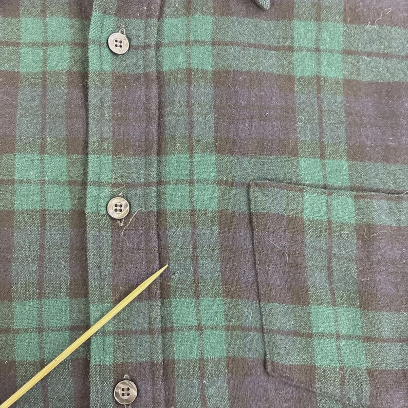Camisa vintage Pendleton Wool Lodge con botones, talla grande, cuadros verdes. imagen 7