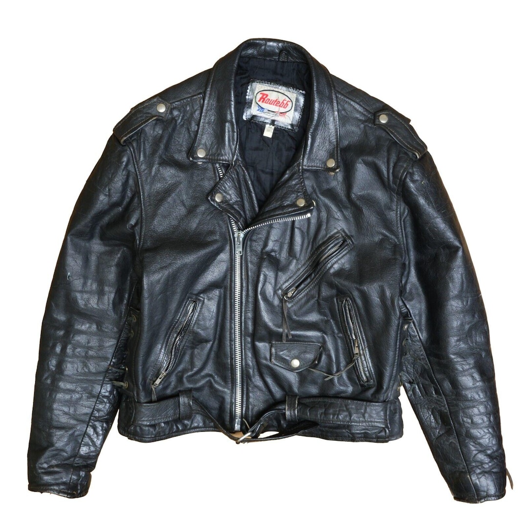 Vintage Route 66 Skull Dice Leather Classic Motorcycle Jacket Size 46 Etsy Canada