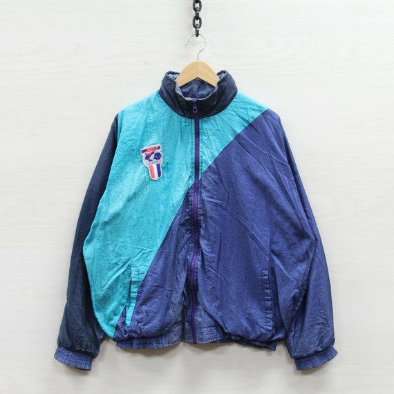 Vintage Nike International Windbreaker Jacket Large 80s 90s Embroidered Crest