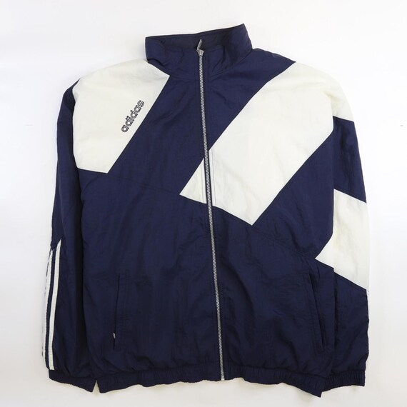 Vintage Adidas Windbreaker Light Jacket Size XL Blue White