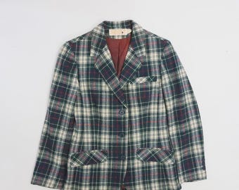 Vintage Pendleton Wool Blazer Coat Jacket Womens Size 6 Plaid