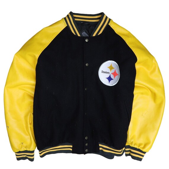 Steelers leather bomber jacket hotsell