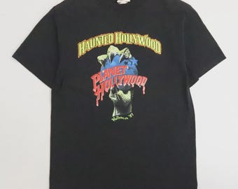 Vintage Haunted Planet Hollywood T-Shirt Size Medium Halloween 1997 90s