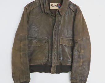 Vintage Schott NYC Brown Suede Leather Jacket Medium 90's Schott