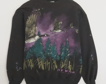 Vintage Geese Crewneck Sweatshirt Size Medium Nature
