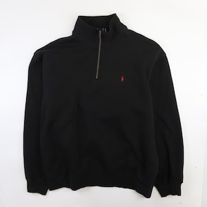 Vintage Polo Ralph Lauren 1/4 Zip Pullover Sweater Size XL Black