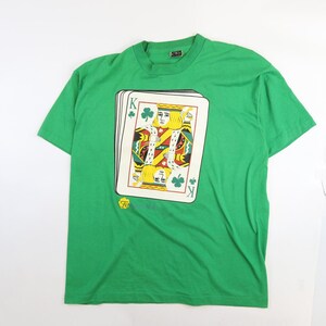 vintage Fitzgerarld's King Clovers jeu de cartes t-shirt taille XL vert irlandais