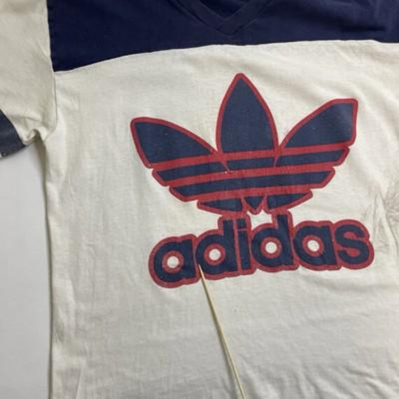 トップス vintage raglan t-shirt VTG 80s ADIDAS RAINBOW LOGO TREFOIL RAGLAN SHIRT SIZE M MADE