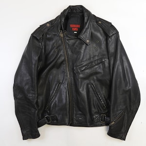 Vintage Yamaha V-Star Leather Classic Motorcycle Jacket Size Large Black