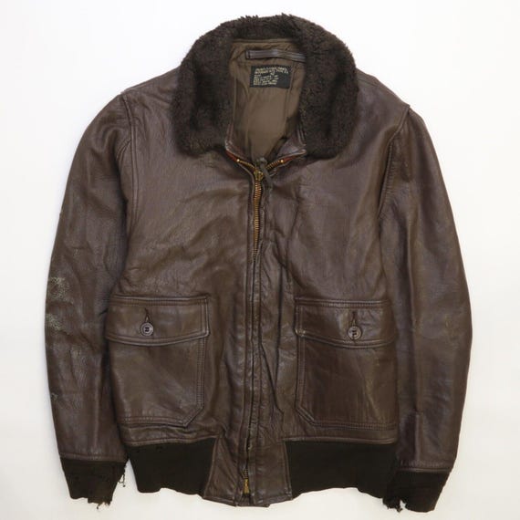 Vintage Brill Bros Type G-1 Aviator Flight Bomber Leather Jacket 