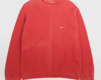 Moletom Nike vintage com gola redonda, tamanho G, vermelho com Swoosh bordado.