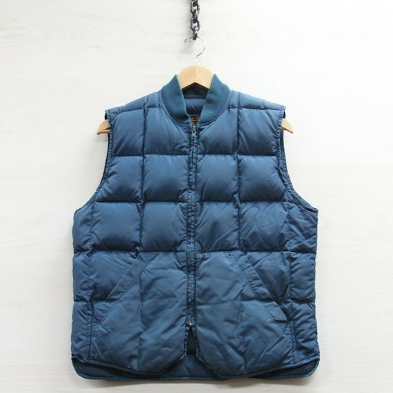 Vintage Eddie Bauer Quilted Puffer Vest Jacket Size Medium Blue Down Insulated