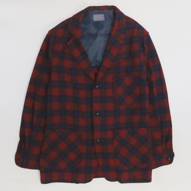 Vintage Pendleton Wool Chore Shirt Jacket Size Large Plaid image 1