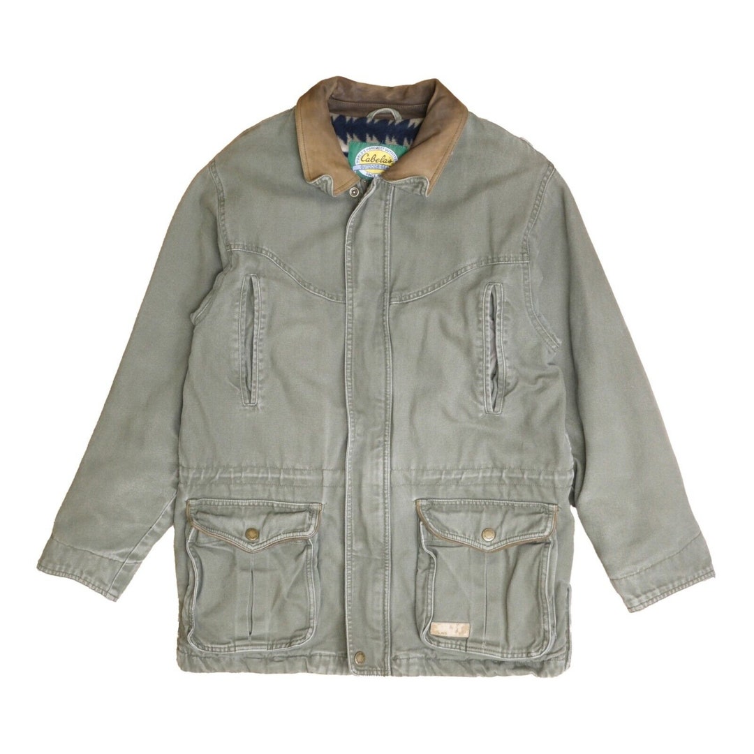 Cabelas fleece jacket, men's size L polyester gray type Vintage Second Hand