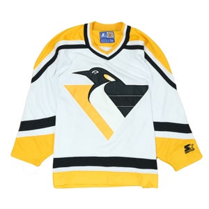 Rare Vintage STARTER Pittsburgh Penguins Diagonal NHL Jersey Youth L/XL