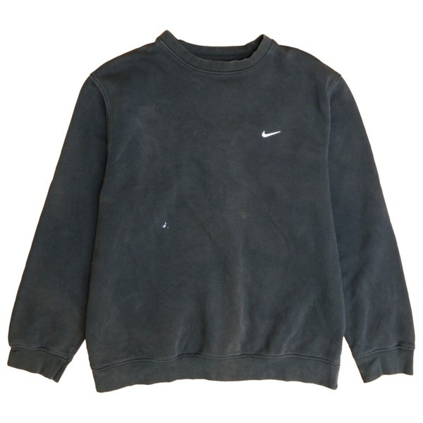 Vintage Nike Sweatshirt Crewneck Size Large Black Embroidered Swoosh Y2K
