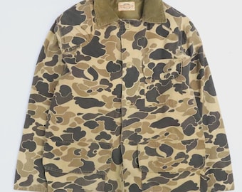Vintage Saftbak Duck Camo Light Hunting Jacket Size XL Corduroy Collar 60s 70s