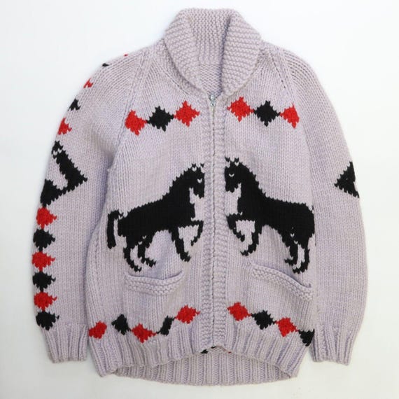 希少 Vintage Cowichan Sweater Black Wolf RARE Vintage 1950s Wolf Mary Maxim Cowichan Sweater Wool 100