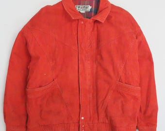 Chaqueta bomber de pana vintage talla grande roja